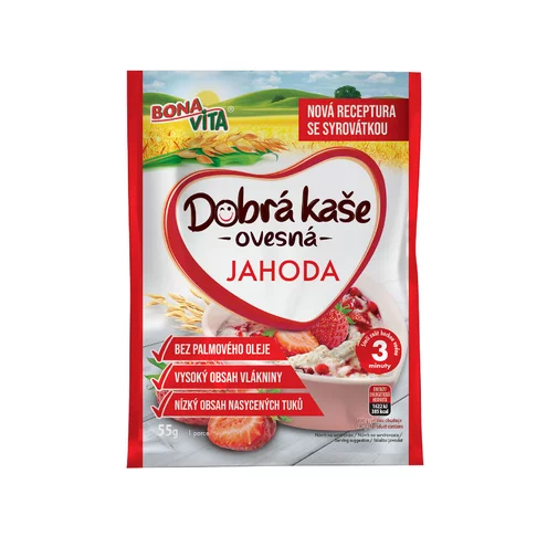 Dobrá kaša ovsená jahoda 55g cena za 1 kartón (20 kusov) Dobrá kaša ovsená jahoda 55g cena za 1 kartón (20 kusov)