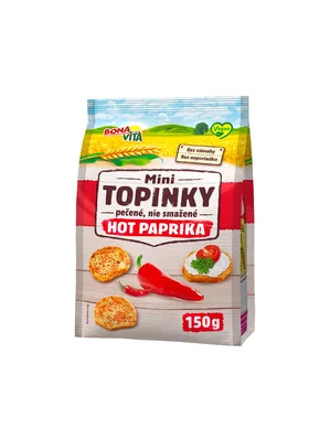 Mini topinky HOT PAPRIKA 150g cena za 1 kartón (10 kusov) Mini topinky HOT PAPRIKA 150g cena za 1 kartón (10 kusov)