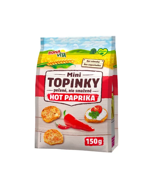 Mini topinky HOT PAPRIKA 150g cena za 1 kartón (10 kusov) Mini topinky HOT PAPRIKA 150g cena za 1 kartón (10 kusov)
