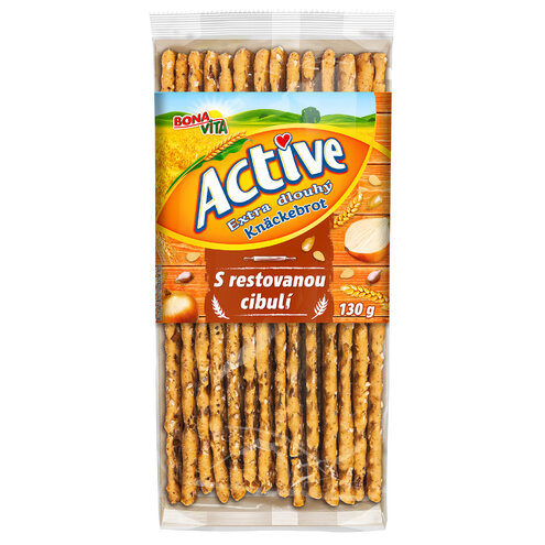 ACTIVE Extra dlhý knäckebrot s restovanou cibuľou 130g cena za 1 kartón (14 kusov)