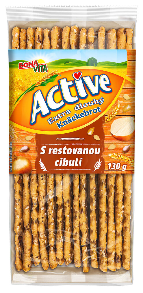 ACTIVE Extra dlhý knäckebrot s restovanou cibuľou 130g cena za 1 kartón (14 kusov)