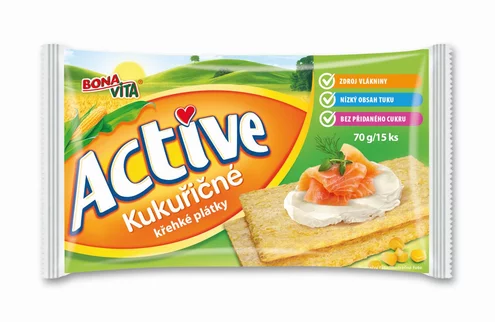 ACTIVE Krehké plátky kukuričné 70g cena za 1 kartón (16 kusov) ACTIVE Krehké plátky kukuričné 70g cena za 1 kartón (16 kusov)