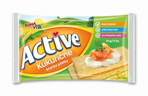 ACTIVE Krehké plátky kukuričné 70g cena za 1 kartón (16 kusov)