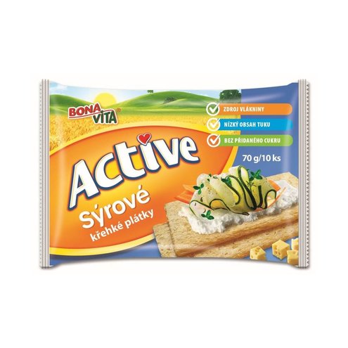 ACTIVE Krehké plátky syrové 70g cena za 1 kartón (16 kusov)