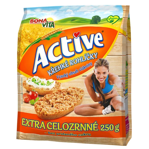 ACTIVE Krehké rohlíčky extra celozrnné 250g cena za 1 kartón (10 kusov)