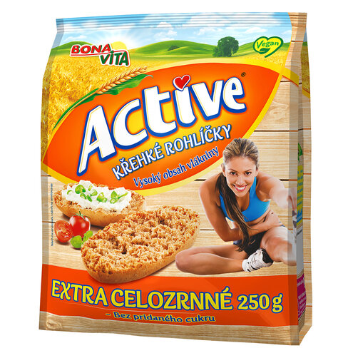 ACTIVE Krehké rohlíčky extra celozrnné 250g cena za 1 kartón (10 kusov)