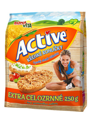 ACTIVE Krehké rohlíčky extra celozrnné 250g cena za 1 kartón (15 kusov)