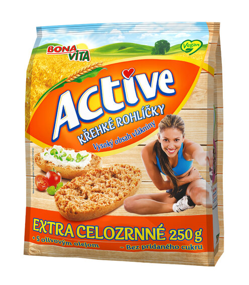 ACTIVE Krehké rohlíčky extra celozrnné 250g cena za 1 kartón (15 kusov)