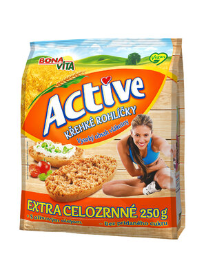 ACTIVE Krehké rohlíčky extra celozrnné 250g cena za 1 kartón (15 kusov)