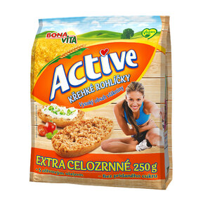 ACTIVE Krehké rohlíčky extra celozrnné 250g cena za 1 kartón (15 kusov)
