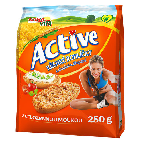 ACTIVE Krehké rožteky celozrnné 250g cena za 1 kartón (10 kusov)