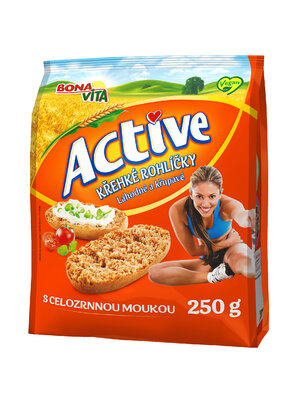 ACTIVE Krehké rožteky celozrnné 250g cena za 1 kartón (15 kusov)