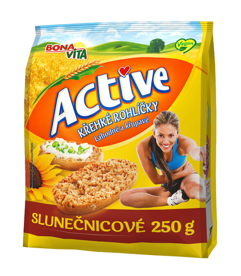 ACTIVE Krehké rožteky slnečnicové 250g cena za 1 kartón (15 kusov)