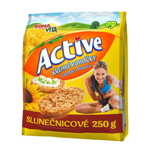 ACTIVE Krehké rožteky slnečnicové 250g cena za 1 kartón (15 kusov)