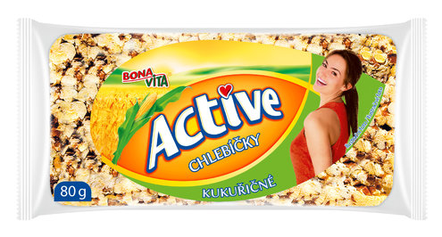 ACTIVE Kukuričné chlebíčky 80g cena za 1 kartón (36 kusov)