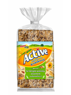 ACTIVE Kváskové knäckebroty s ľan. semienkami, sezamom a slnečnicou 180g cena za 1 kartón (8 kusov)