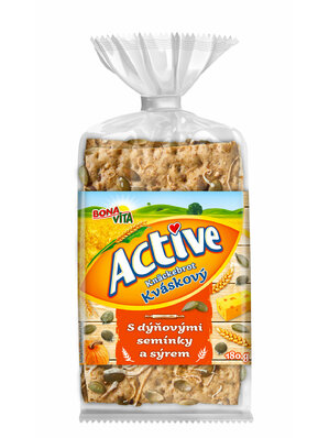 ACTIVE Kváskové knäckebroty s tekvicovými semienkami a syrom 180g cena za 1 kartón (8 kusov)