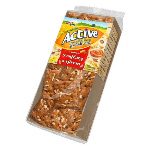 ACTIVE Kváskové miniknäckebroty s paradajkami a syrom 100g cena za 1 kartón (10 kusov) ACTIVE Kváskové miniknäckebroty s paradajkami a syrom 100g cena za 1 kartón (10 kusov)