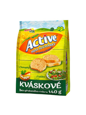 ACTIVE Kváskové sucháriky bez cukru 140g cena za 1 kartón (10 kusov)