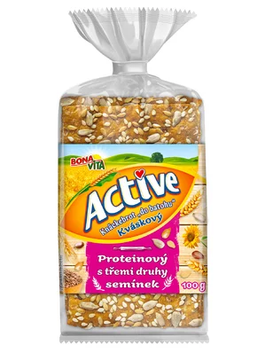 ACTIVE Kváskový knäckebrot “do batohu“ proteínový s troma druhmi semienok 100g cena za 1 kartón (12 kusov) ACTIVE Kváskový knäckebrot “do batohu“ proteínový s troma druhmi semienok 100g cena za 1 kartón (12 kusov)