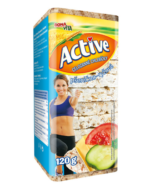 ACTIVE Pšenično - ryžové chelbíčky 120g cena za 1 kartón (10 kusov)