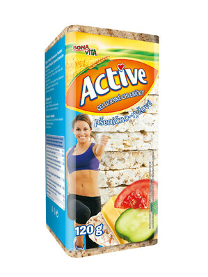 ACTIVE Pšenično - ryžové chelbíčky 120g cena za 1 kartón (10 kusov)