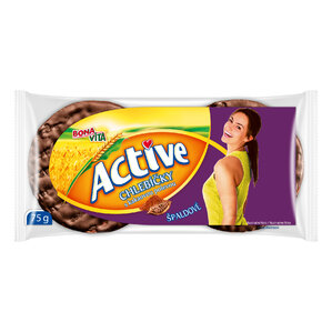 ACTIVE Špaldové chlebíčky s kakaovou polevou 75g cena za kartón (10 kusov)