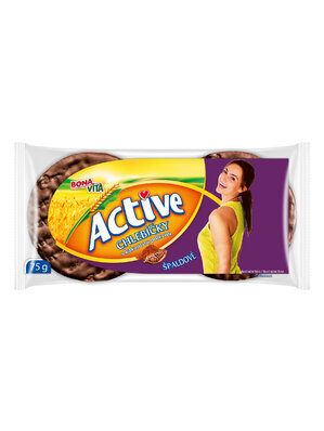 ACTIVE Špaldové chlebíčky s kakaovou polevou 75g cena za kartón (10 kusov)