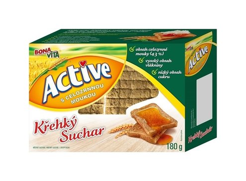 ACTIVE Suchár celozrnný 180g cena za 1 kartón (6 kusov)