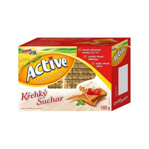 ACTIVE Suchár pšenično-ražný 180g cena za 1 kartón (6 kusov)