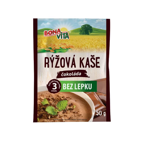 BEZGLUTÉNOVÁ RYŽOVÁ kaša čokoláda 50g cena za 1 kartón (20 kusov)