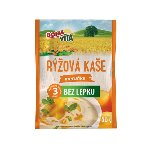 BEZGLUTÉNOVÁ RYŽOVÁ kaša marhuľa 50g cena za 1 kartón (20 kusov)