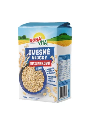 BEZGLUTÉNOVÉ Ovsené vločky CELÉ 500g cena za 1 kartón (10 kusov)