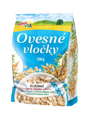 BONAVITA Ovsené vločky CELOZRNNÉ 750g cena za 1 kartón (10 kusov)