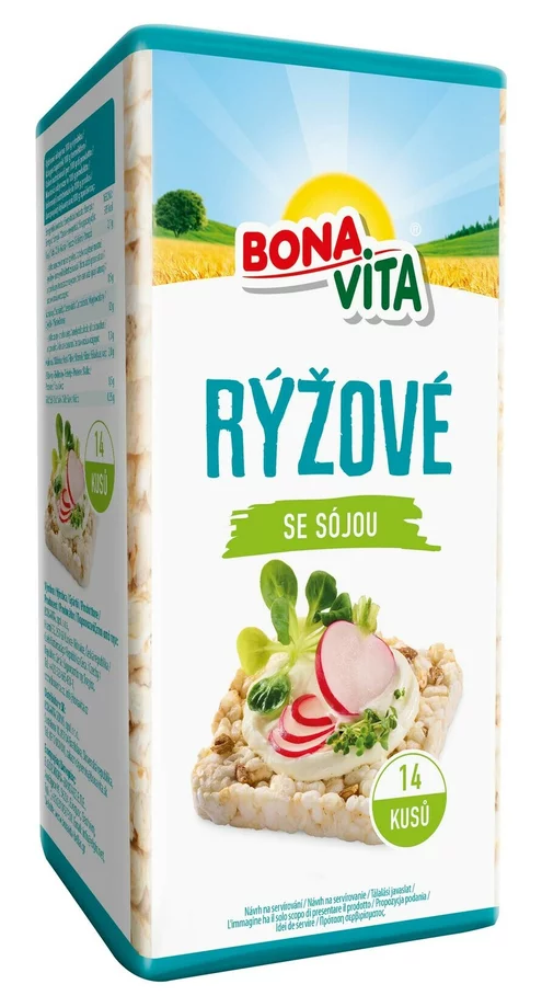 BONAVITA Ryžové chlebíčky so sójou 120g cena za 1 kartón (10 kusov) BONAVITA Ryžové chlebíčky so sójou 120g cena za 1 kartón (10 kusov)