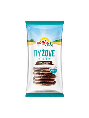 BONAVITA Ryžové extra tenké chlebíčky s tmavou polevou 70g cena za kartón (10 kusov)