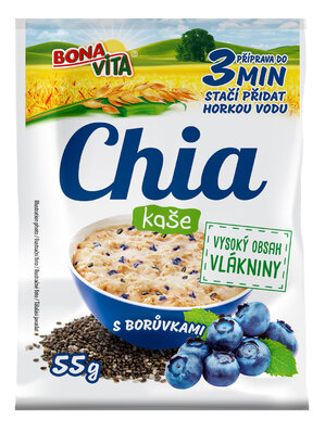 Chia kaša s čučoriedkami 55g cena za 1 kartón (20 kusov)