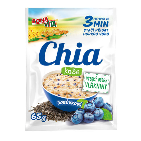 Chia kaša s čučoriedkami 65g cena za 1 kartón (20 kusov)