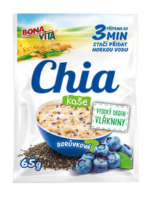 Chia kaša s čučoriedkami 65g cena za 1 kartón (20 kusov)
