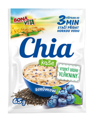 Chia kaša s čučoriedkami 65g cena za 1 kartón (20 kusov)