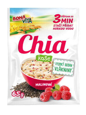 Chia kaša s malinami 65g cena za 1 kartón (20 kusov)