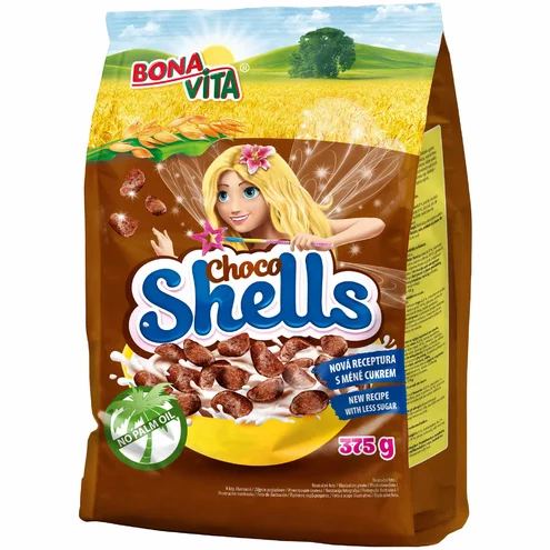Choco shells mušličky 375g cena za 1 kartón (12 kusov) Choco shells mušličky 375g cena za 1 kartón (12 kusov)