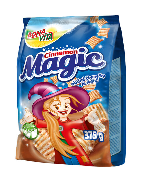 Cinnamon magic štvorčeky so škoricou 375g cena za 1 kartón (12 kusov)