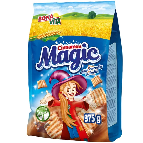Cinnamon magic štvorčeky so škoricou 375g cena za 1 kartón (12 kusov)