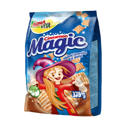 Cinnamon magic štvorčeky so škoricou 375g cena za 1 kartón (12 kusov)