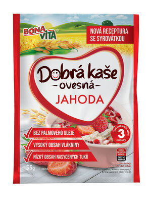 Dobrá kaša ovsená jahoda 55g cena za 1 kartón (20 kusov)