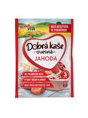 Dobrá kaša ovsená jahoda 55g cena za 1 kartón (20 kusov)