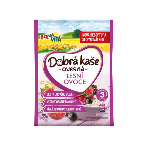 Dobrá kaša ovsená lesné ovocie 55g cena za 1 kartón (20 kusov)