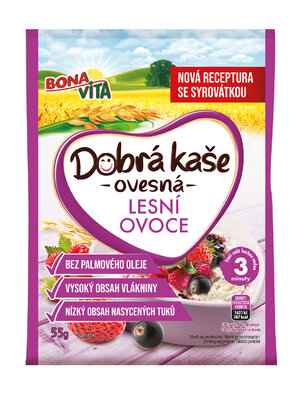 Dobrá kaša ovsená lesné ovocie 55g cena za 1 kartón (20 kusov)