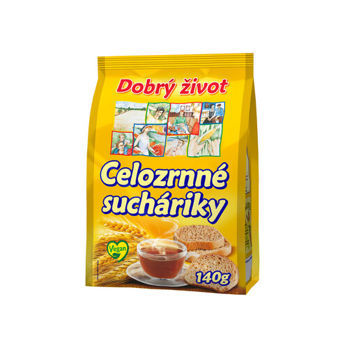 DOBRÝ ŽIVOT Celozrnné sucháriky 140g cena za 1 kartón (10 kusov)